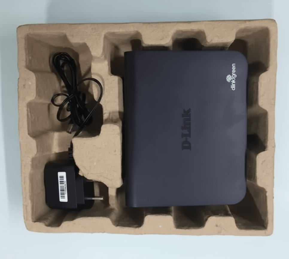Embalagem de polpa moldada para router